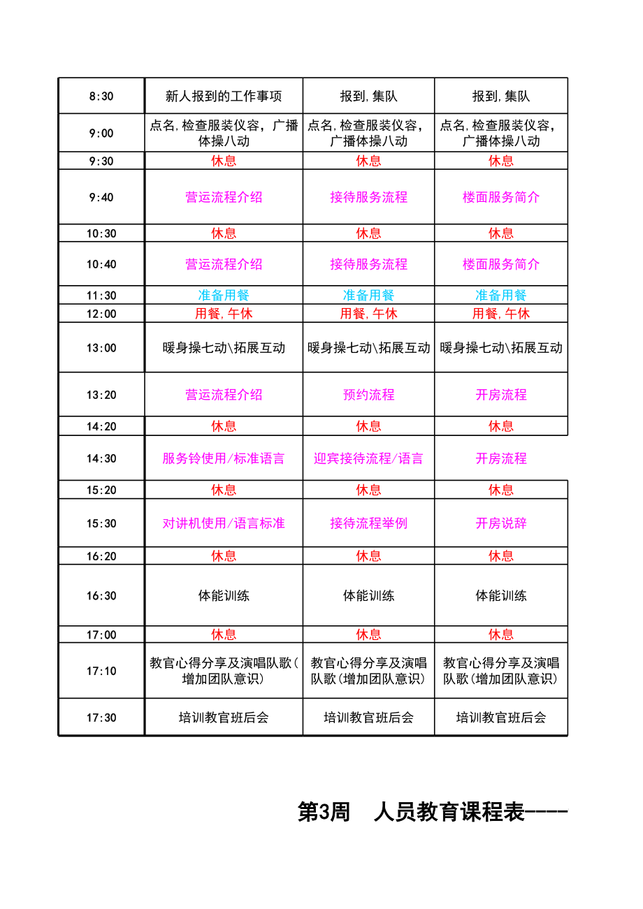 表格模板-培训课程表 精品.xls_第2页