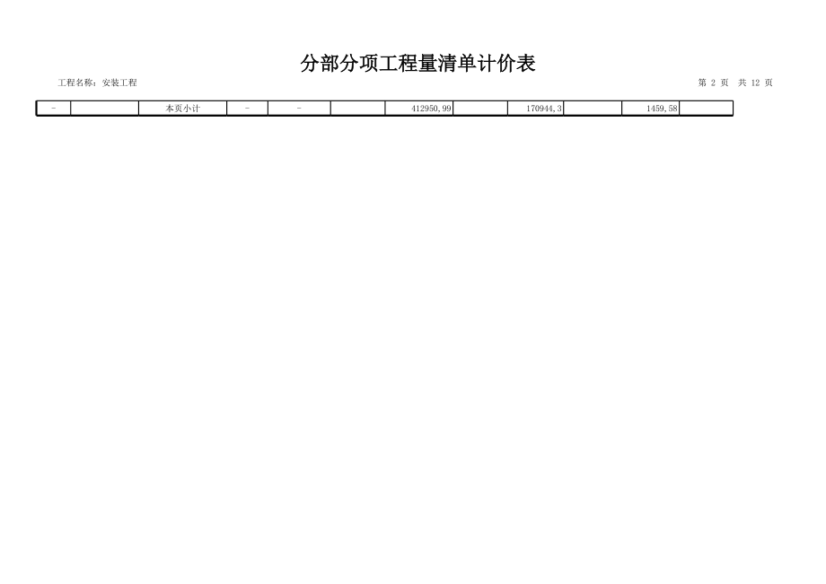 表格模板-表16分部分项工程量清单计价表 精品.xls_第2页