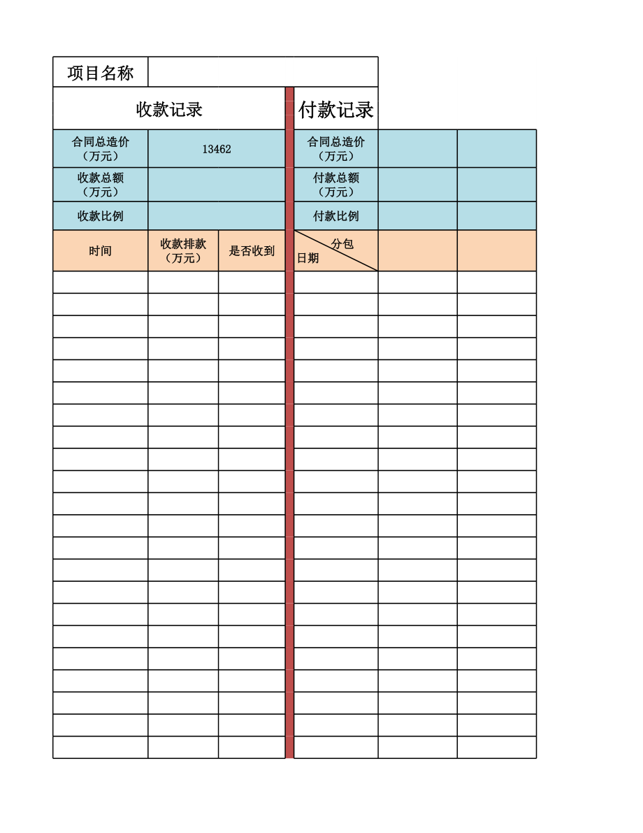 表格模板-项目资金统计表 精品.xls_第1页