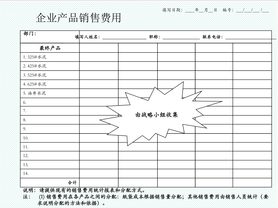 表格模板-企业产品销售费用表 精品.ppt_第1页