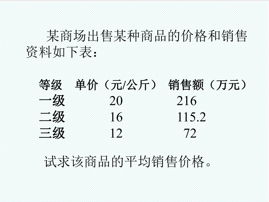 表格模板-某商场出售某种商品的价格和销售资料如下表 精品.ppt_第1页