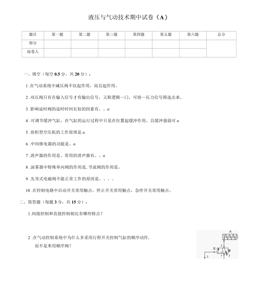 《液压与气动技术》试卷及答案4套.docx_第1页