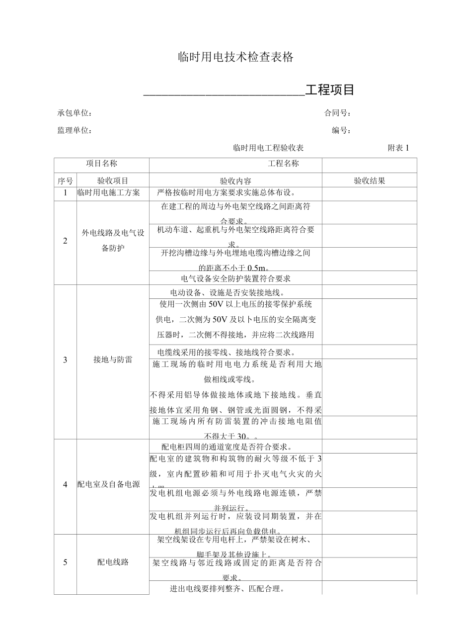 临时用电技术检查表格（汇总版）.docx_第1页