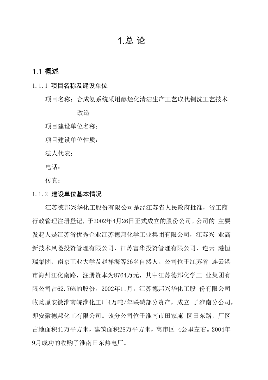 醇烃化改造可行性研究报告.docx_第1页