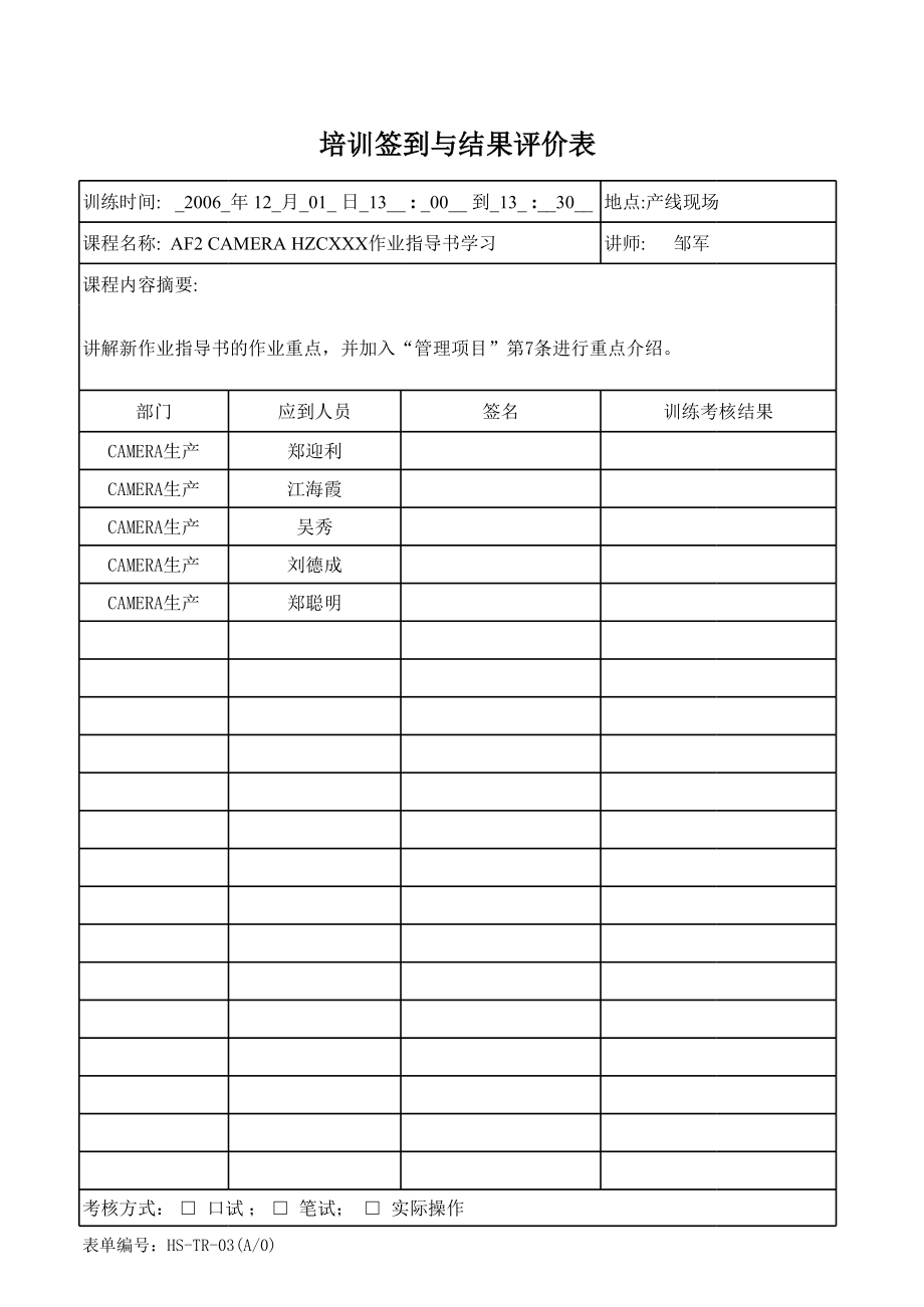 表格模板-11培训签到与结果评价表 精品.xls_第3页