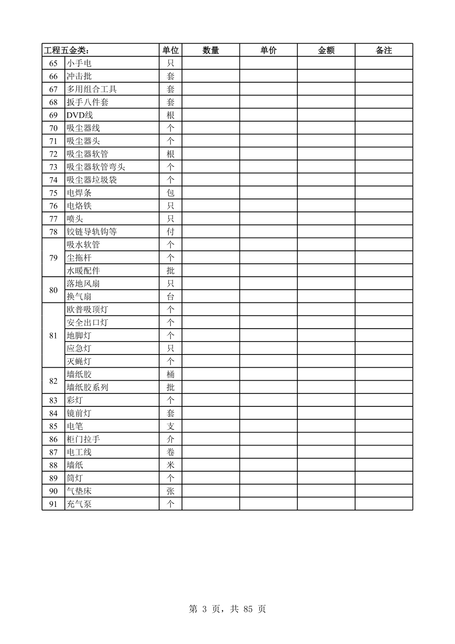 表格模板-11月份仓库盘点表 精品.xls_第3页