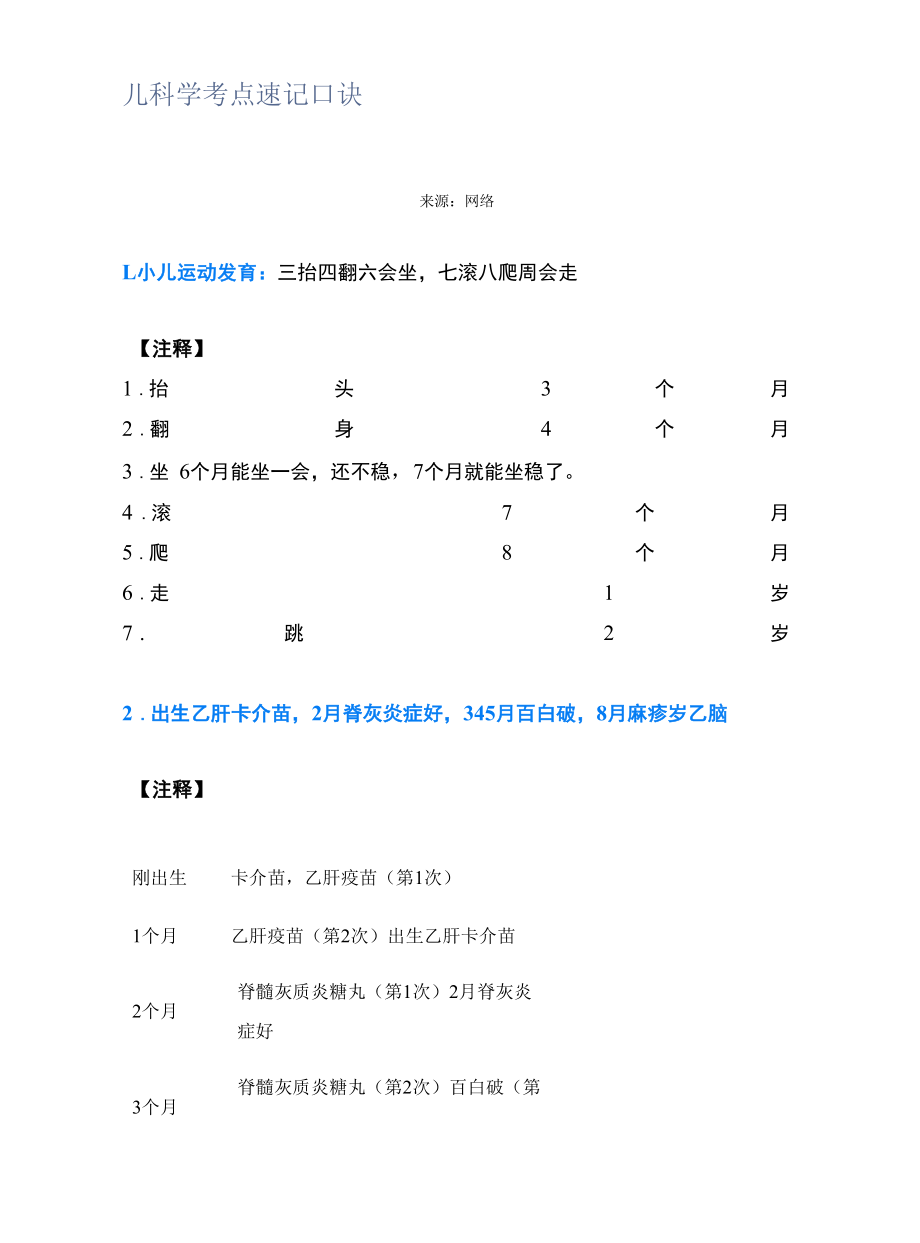 儿科学考点速记口诀.docx_第1页