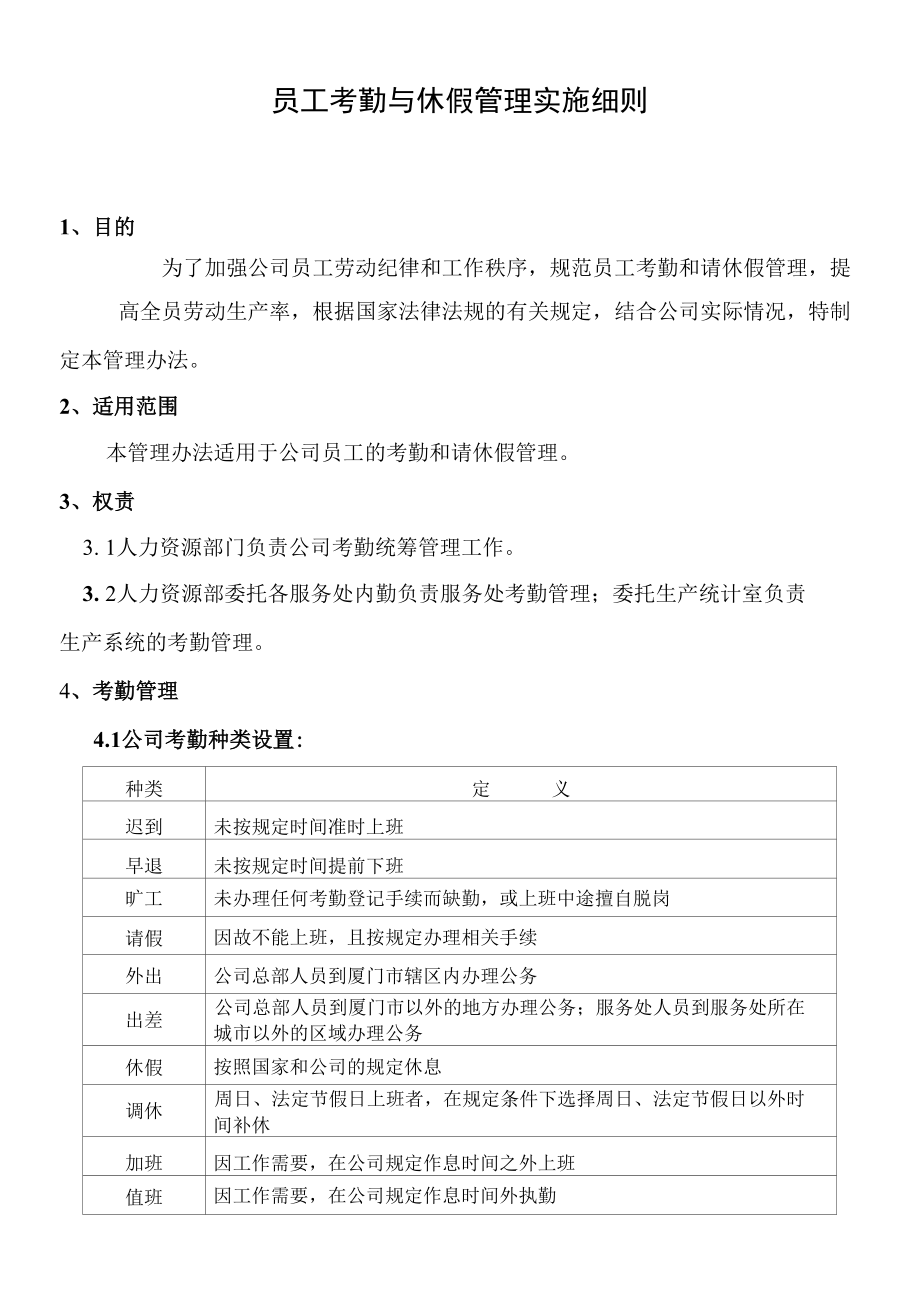 员工考勤与休假管理实施细则.docx_第1页