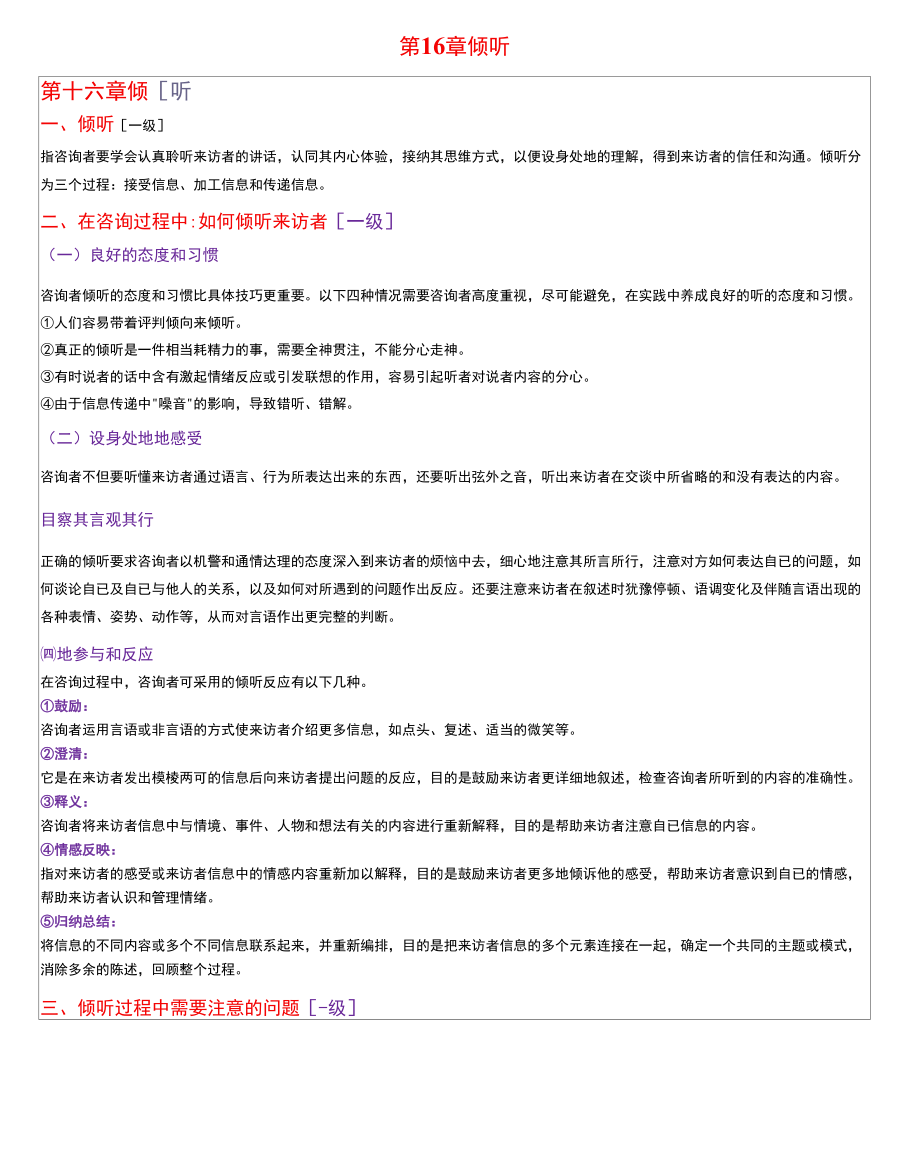 心理咨询原理与方法 第16章倾听（考研笔记）.docx_第1页