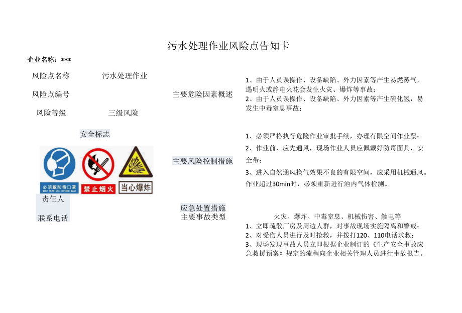 污水处理作业风险点告知卡.docx_第1页