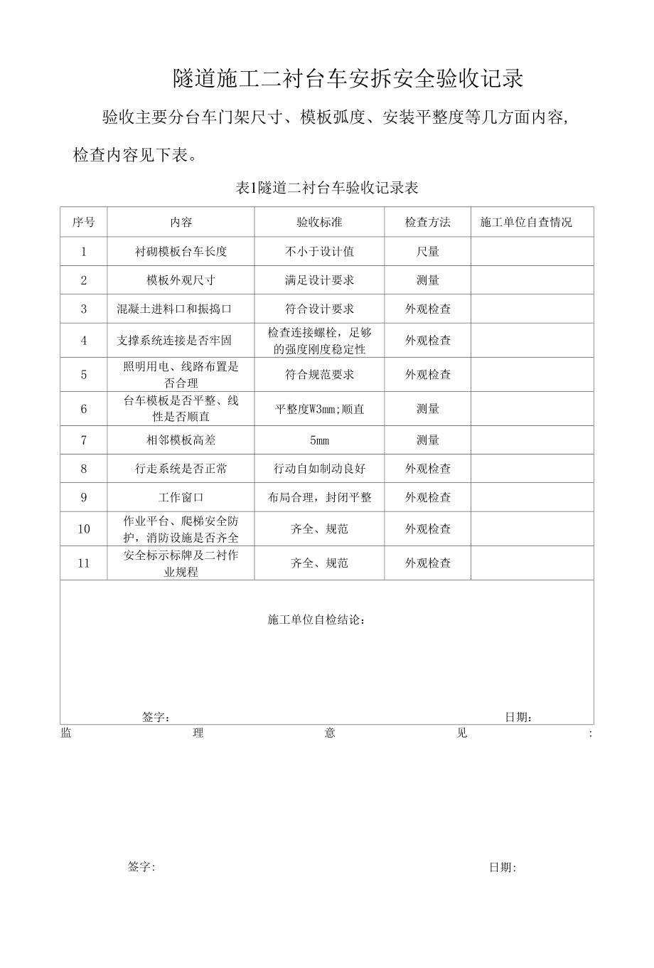 隧道施工二衬台车安拆安全验收记录.docx_第1页