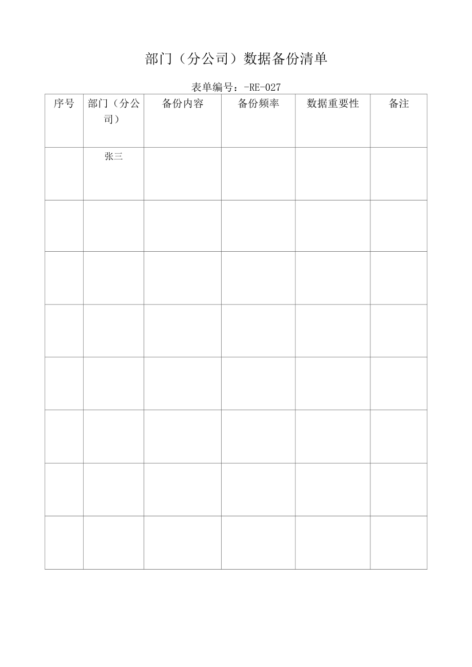 部门（分公司）关务数据备份清单（AEO认证文件）.docx_第1页