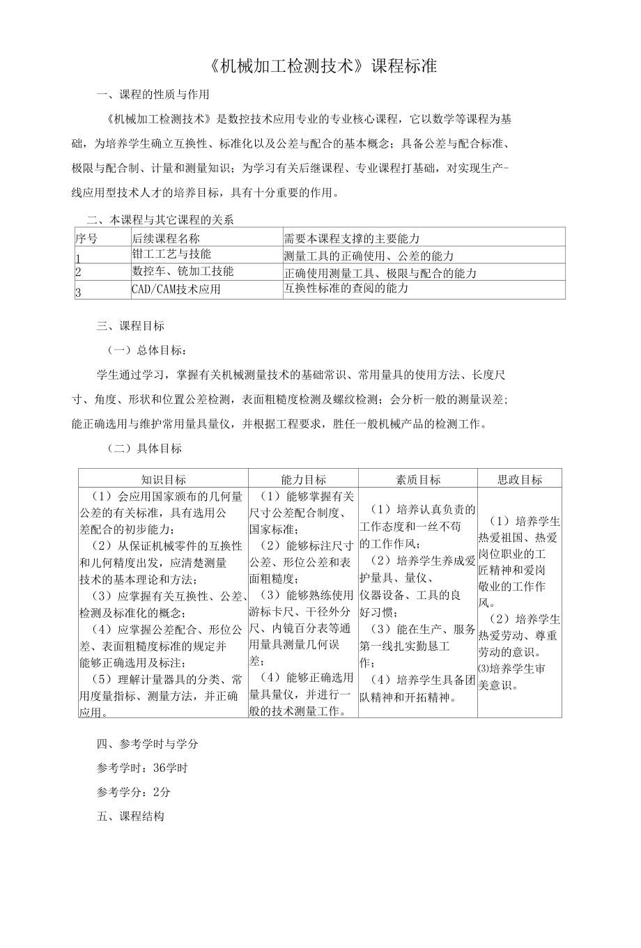 《机械加工检测技术》课程标准.docx_第1页