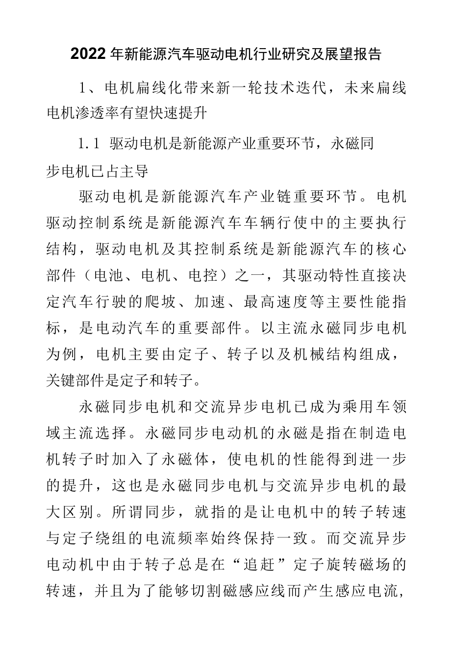 2022年新能源汽车驱动电机行业研究及展望报告.docx_第1页