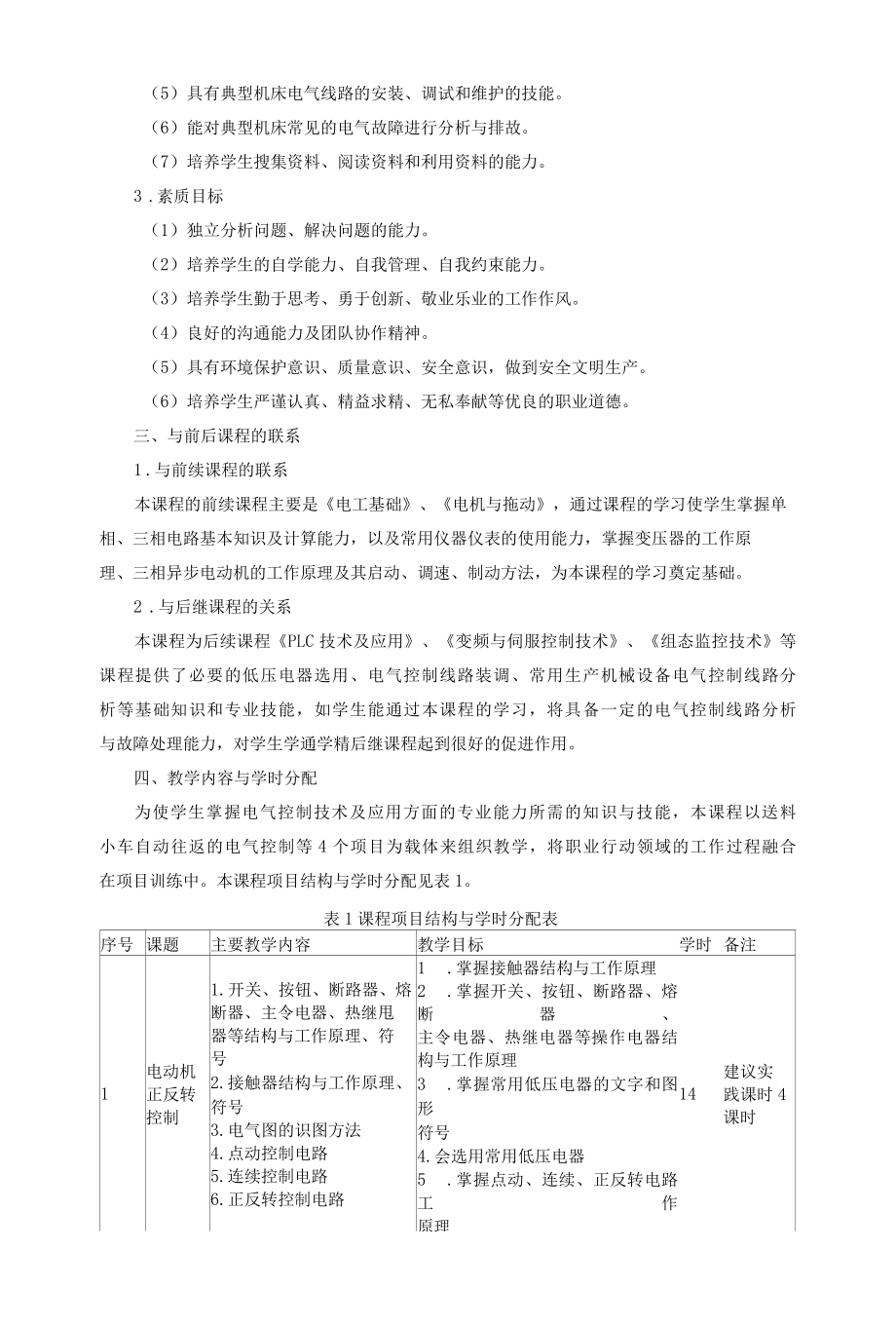 《电气控制技术及应用》课程标准.docx_第2页