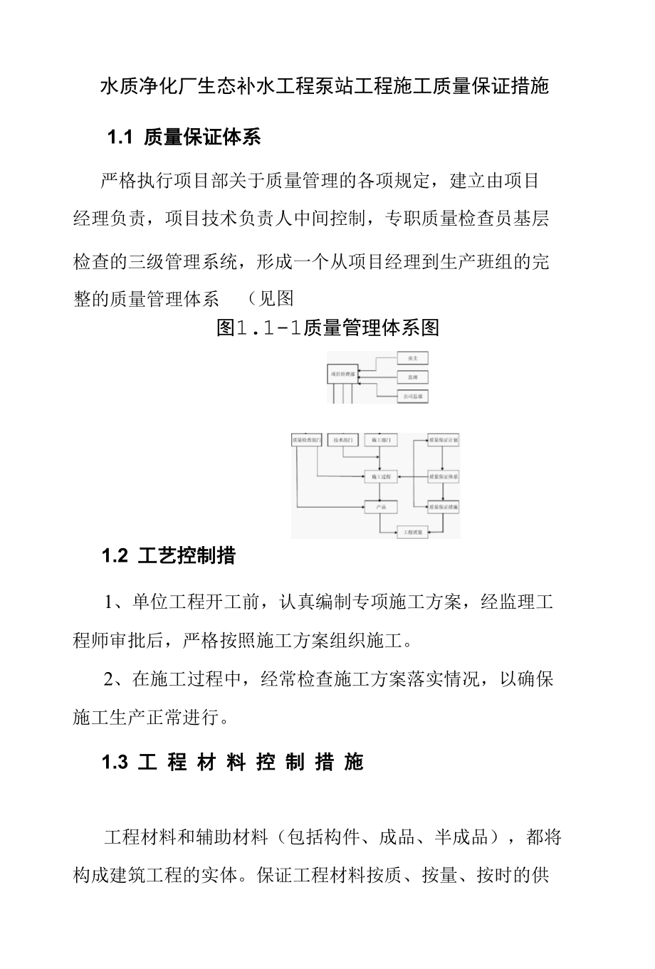 水质净化厂生态补水工程泵站工程施工质量保证措施.docx_第1页