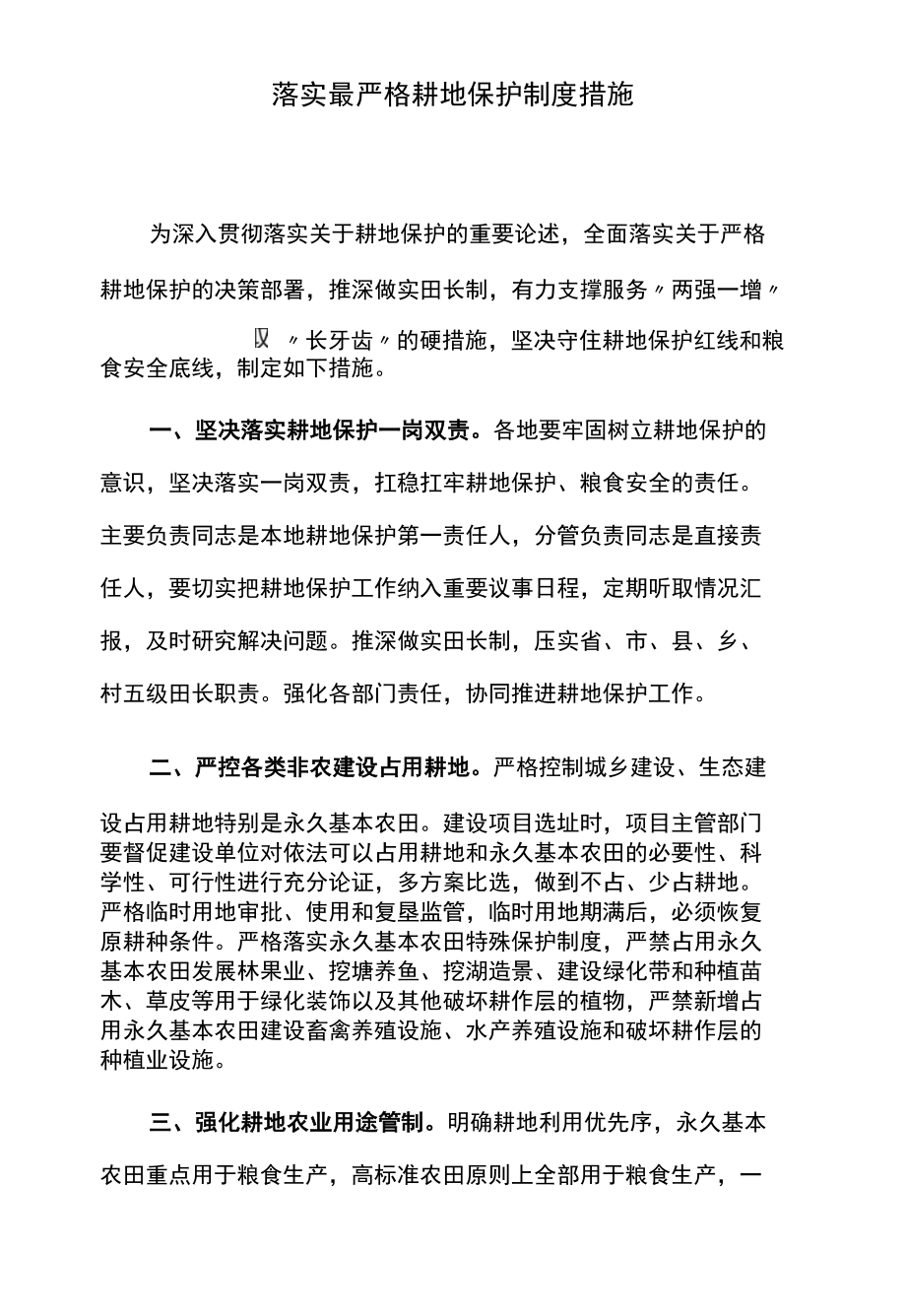 落实最严格耕地保护制度措施.docx_第1页