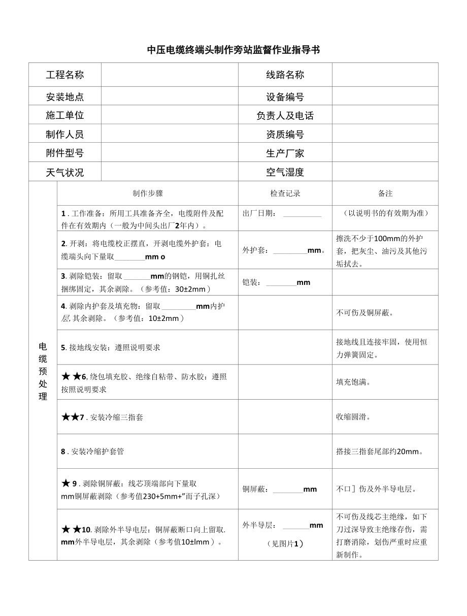 电缆终端头制作旁站监督作业指导书.docx_第1页