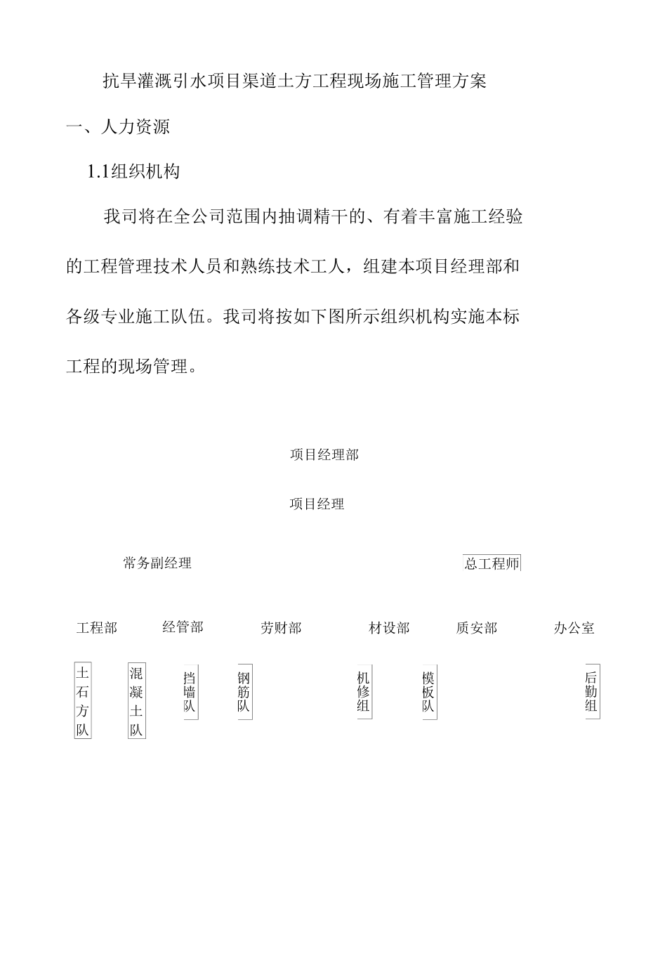 抗旱灌溉引水项目渠道土方工程现场施工管理方案.docx_第1页