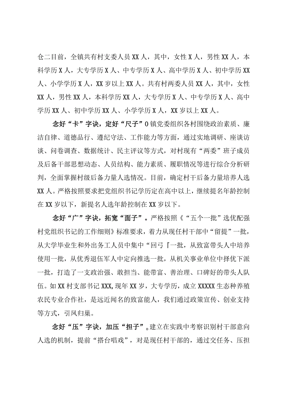 XXX镇念好七字决高站位高标准细落实推进村社区两委换届工作.docx_第2页