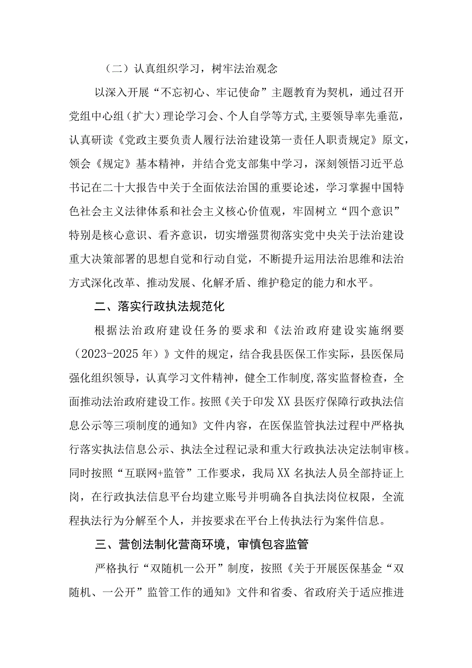 XX县医疗保障局2023年度法治政府建设工作报告及2023年工作计划.docx_第2页