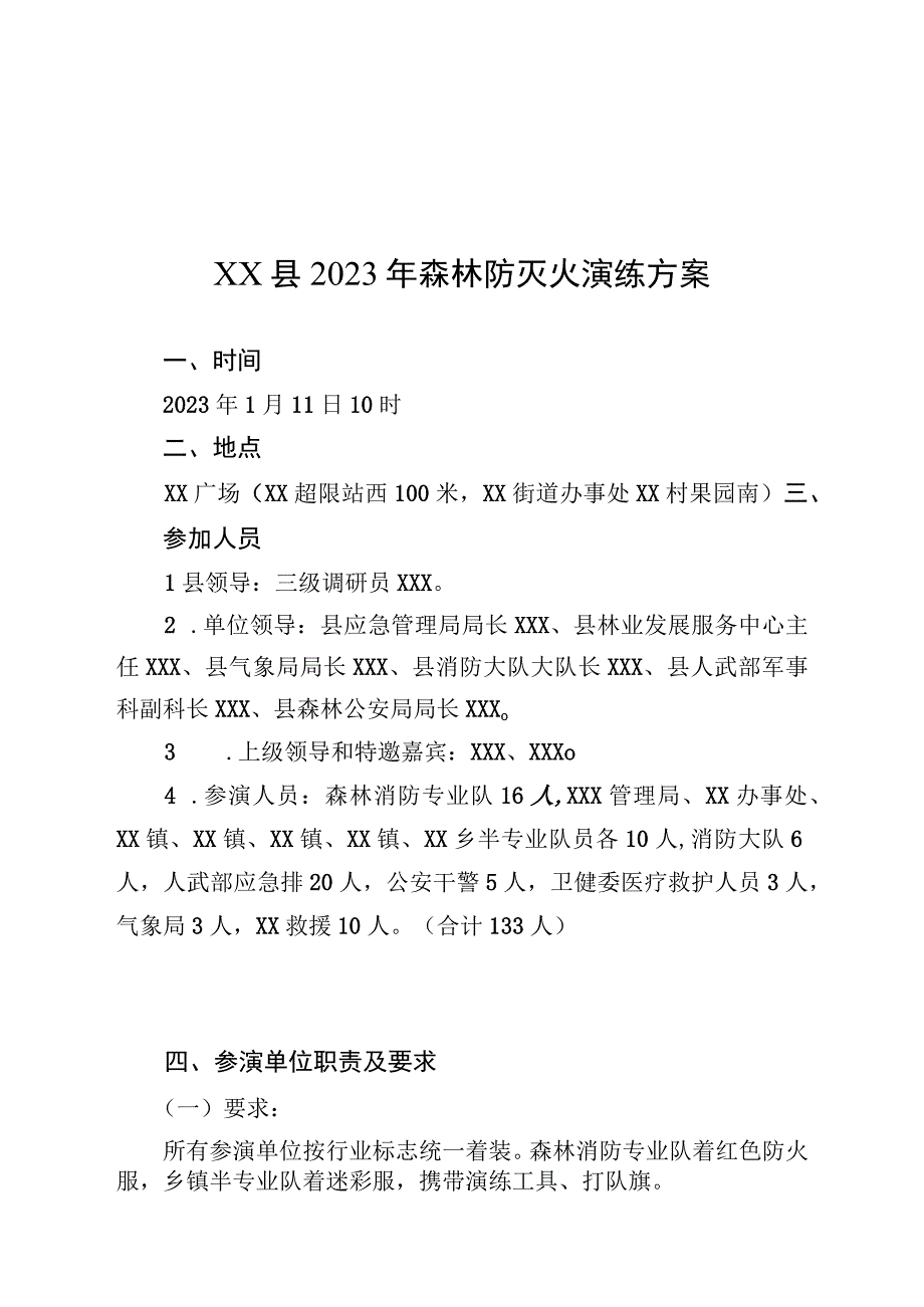 XX县2023年森林防火演练方案.docx_第1页