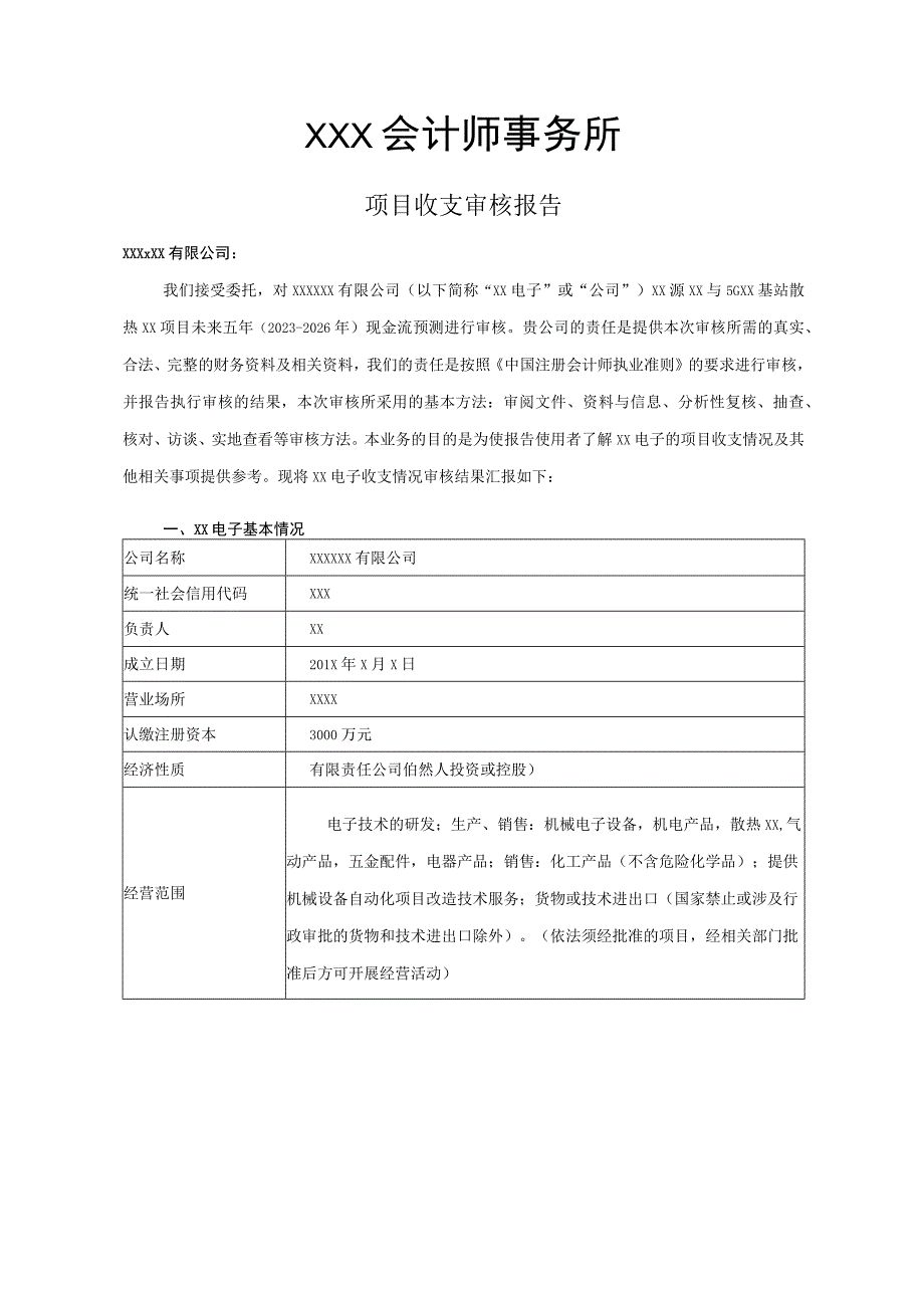 XX公司现金流预测专项审核报告.docx_第2页