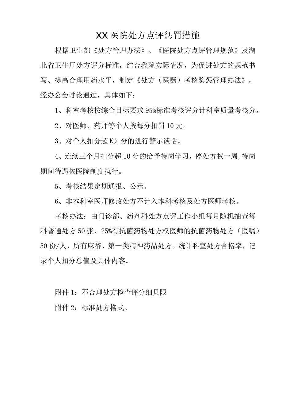 XX医院处方点评惩罚措施B1.docx_第1页