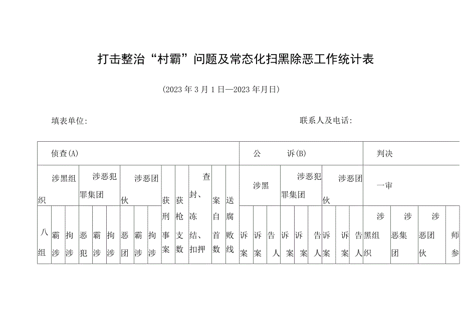 打击整治村霸问题及常态化扫黑除恶工作统计表.docx_第1页