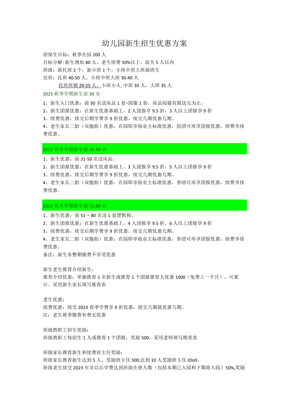 幼儿园新生招生优惠方案招生方案.docx_第1页