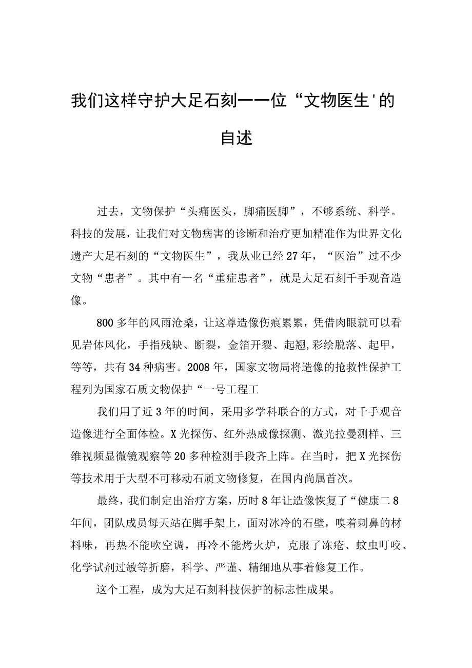 我们这样守护大足石刻—一位文物医生的自述.docx_第1页