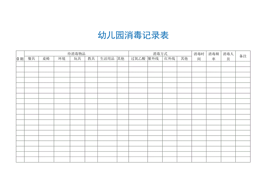 幼儿园消毒记录表模板.docx_第1页