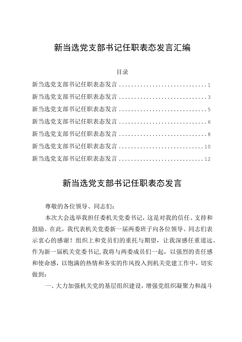 新当选党支部书记任职表态发言汇编.docx_第1页