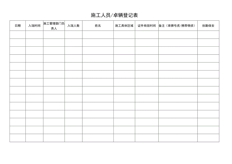 施工人员車輛登记表.docx_第1页