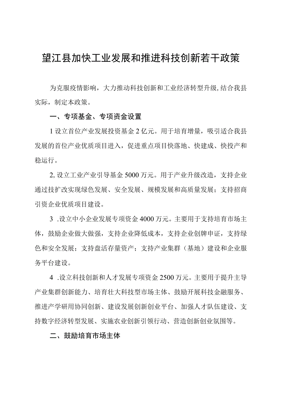 望江县加快工业发展和推进科技创新若干政策.docx_第2页