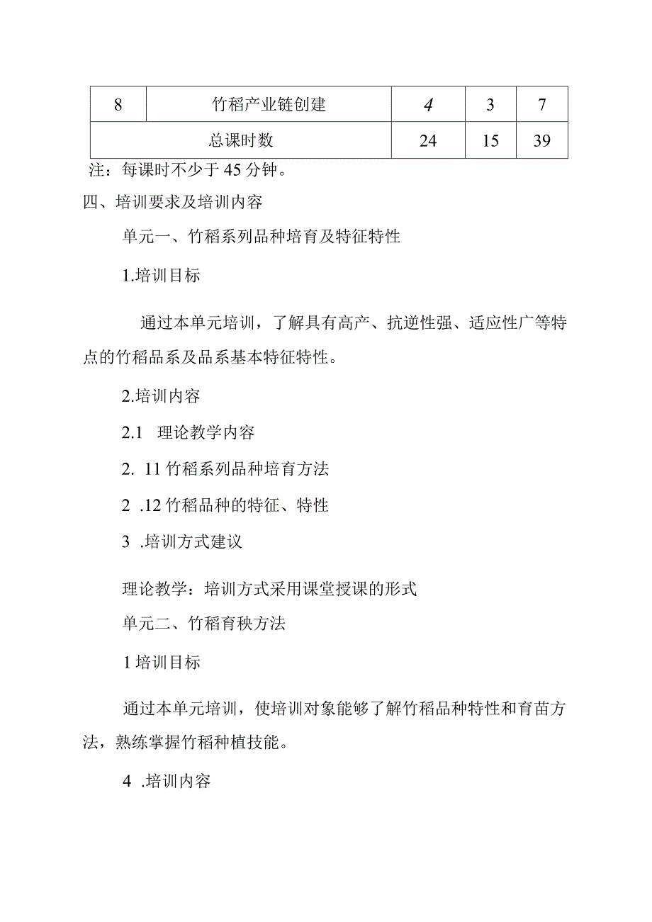 竹稻种植与加工职业培训大纲及课程标准.docx_第3页