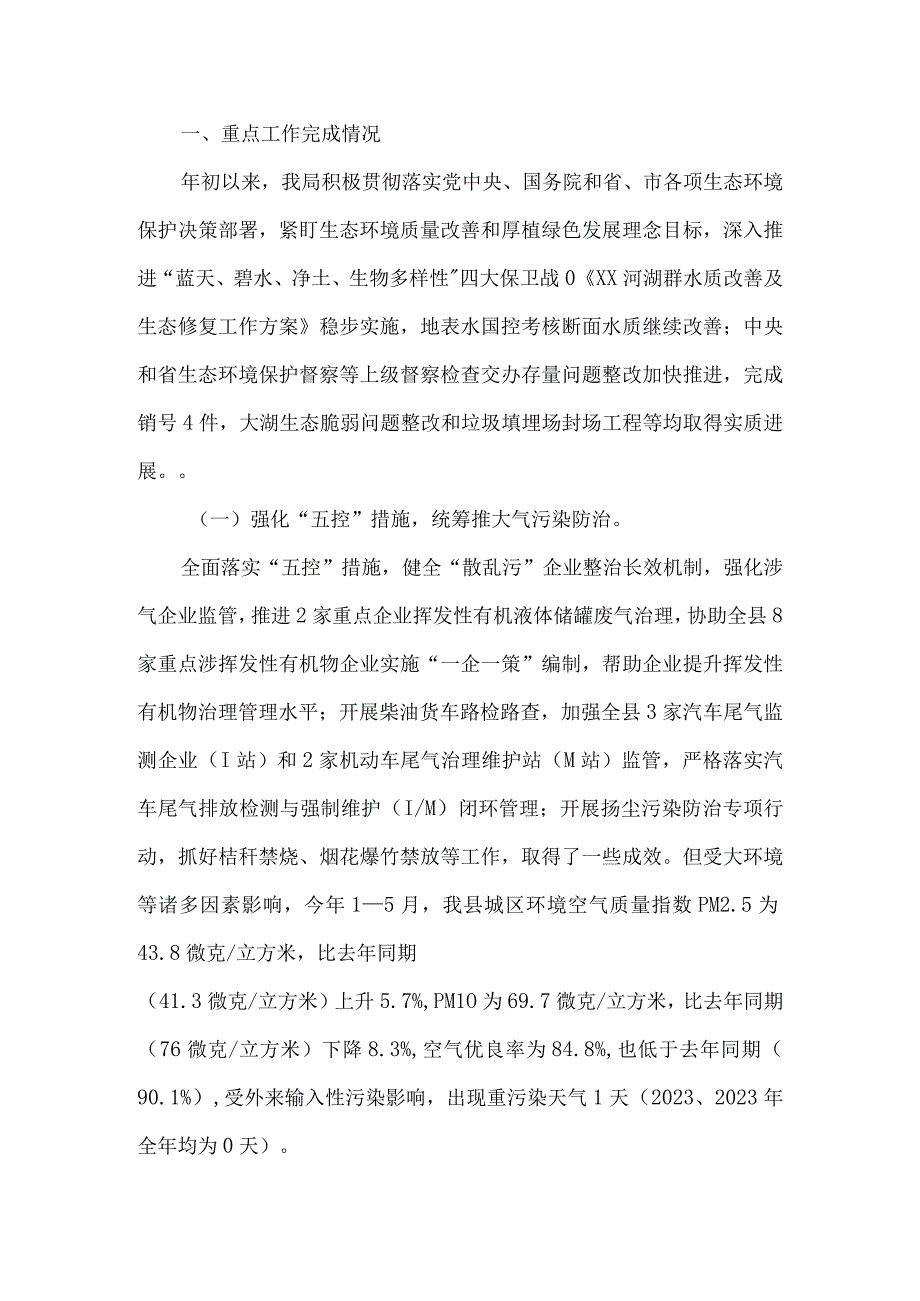 生态环境分局2023年度上半年工作总结及下半年工作安排.docx_第2页