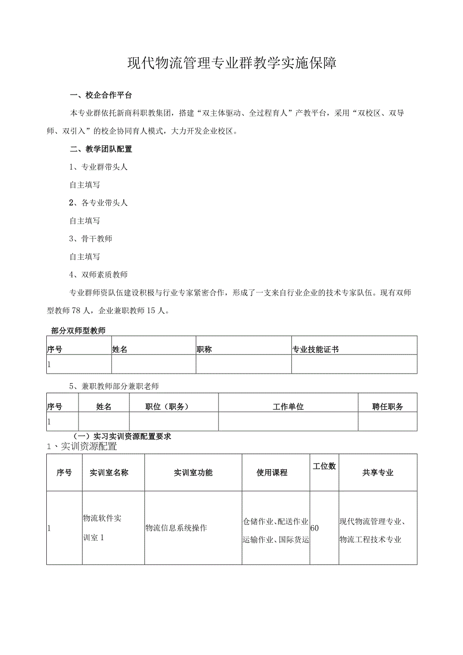 现代物流管理专业群教学实施保障.docx_第1页