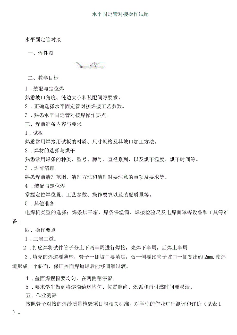 水平固定管对接操作试题.docx_第1页