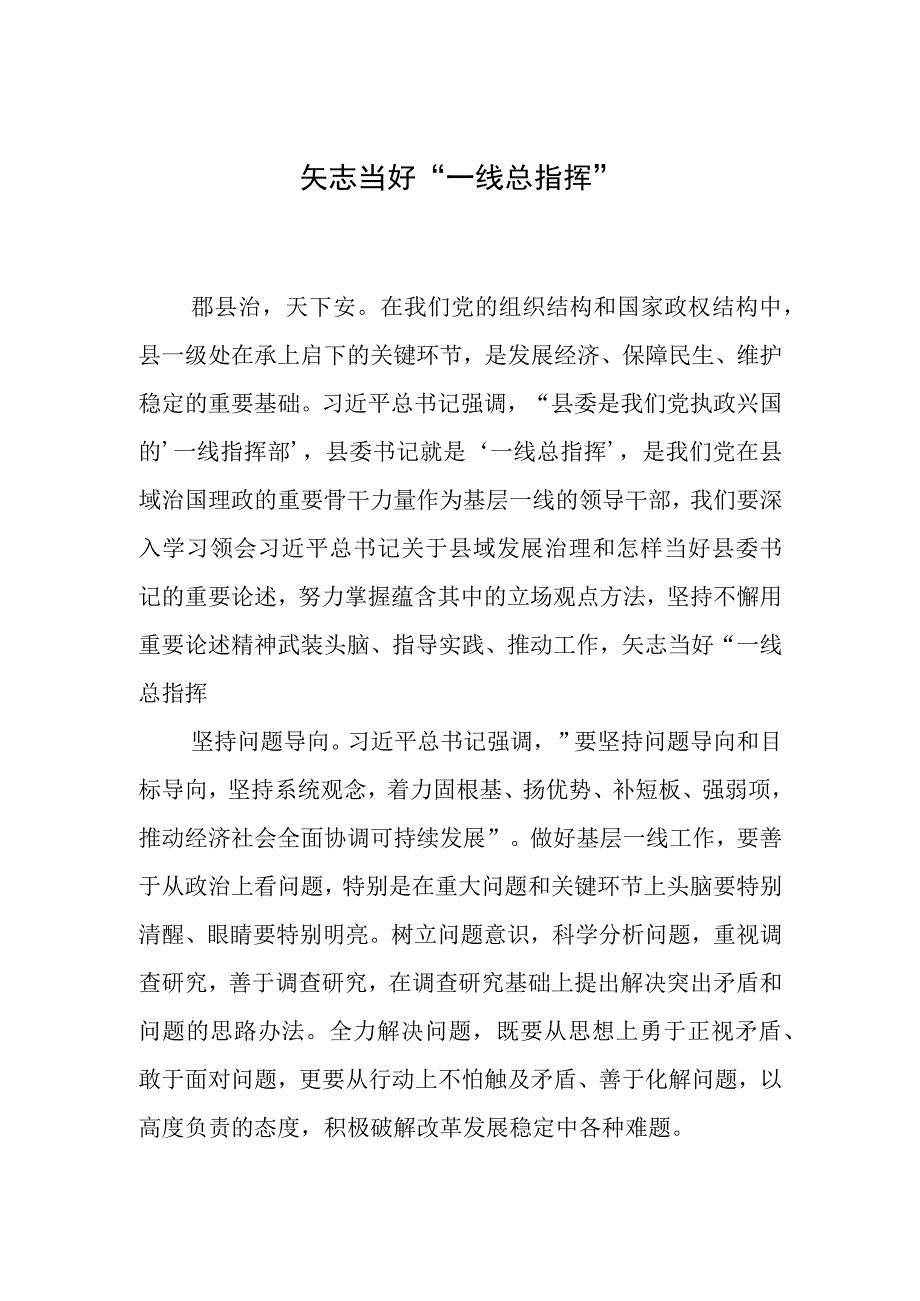 矢志当好一线总指挥.docx_第1页