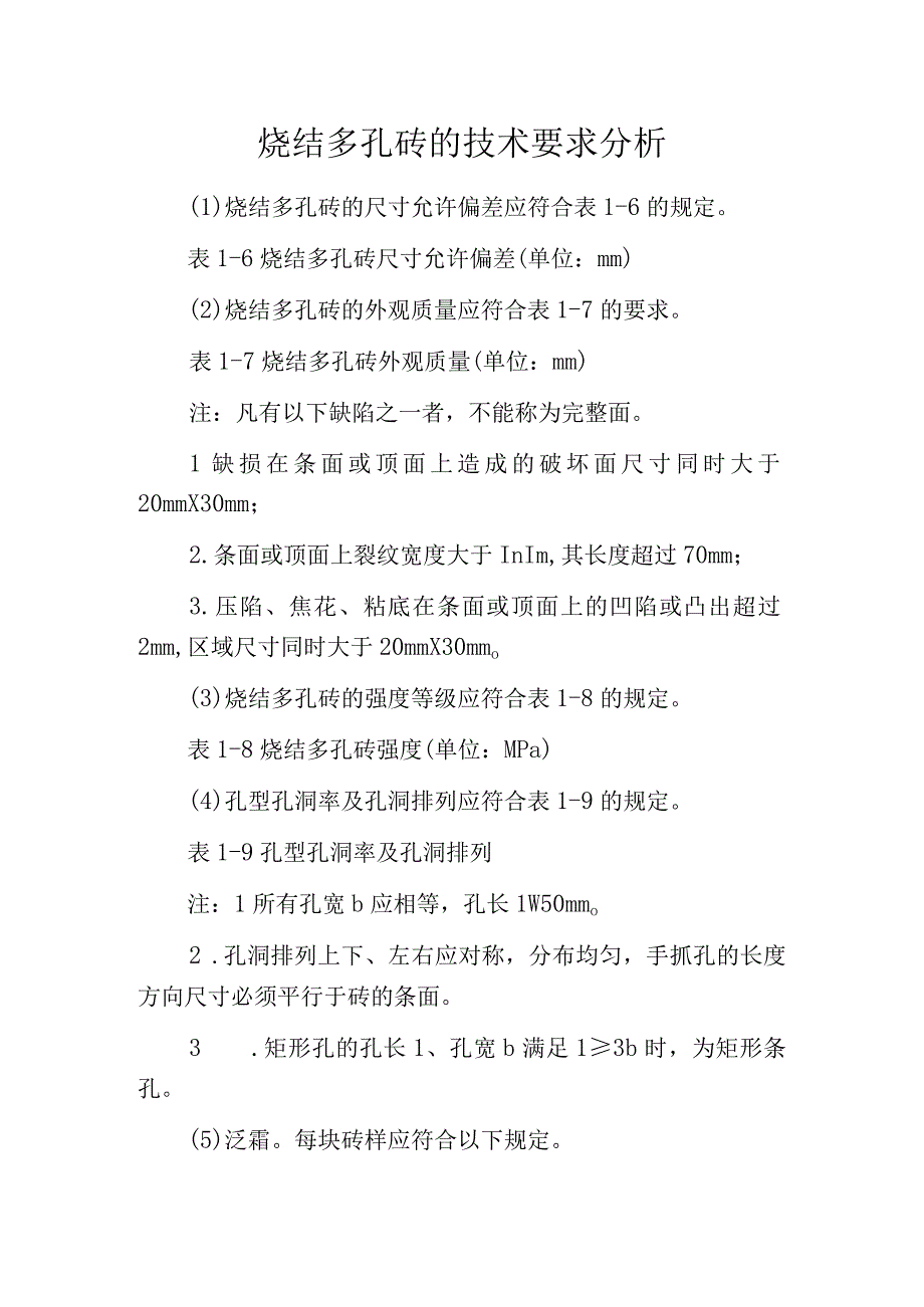 烧结多孔砖的技术要求分析.docx_第1页