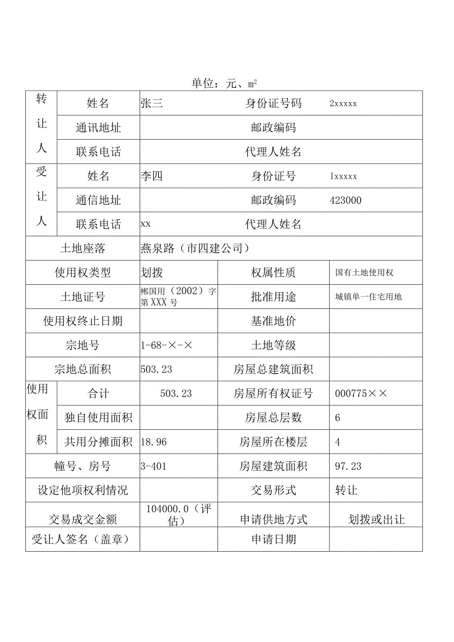 郴州市已购公有住房经济适用房上市土地使用权转让申请审批表.docx_第2页