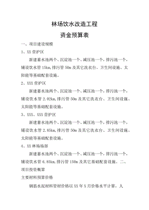 饮水改造工程金预算表.docx