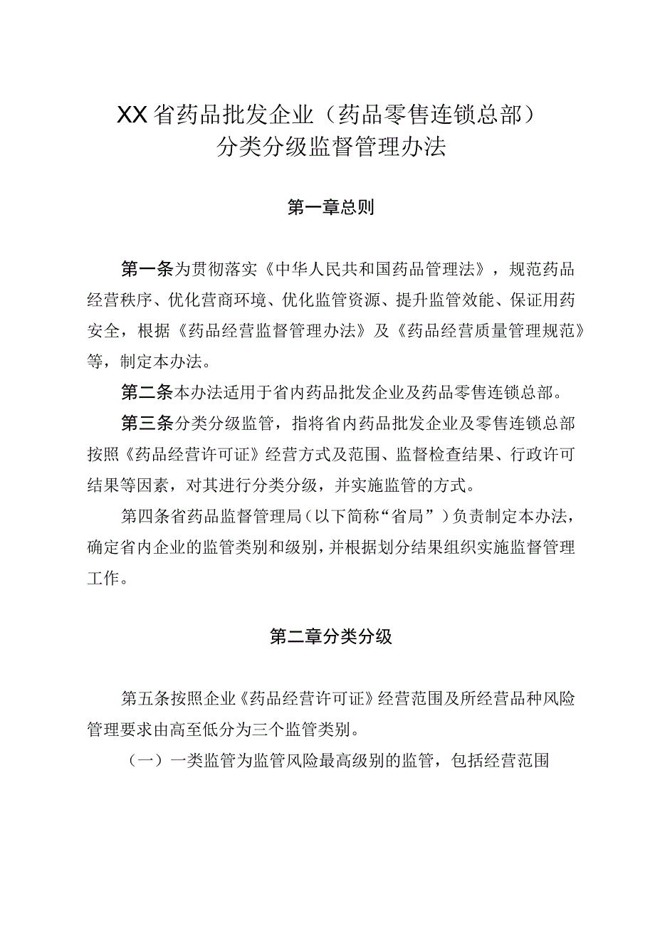 药品批发企业药品零售连锁总部分类分级监督管理办法.docx_第1页