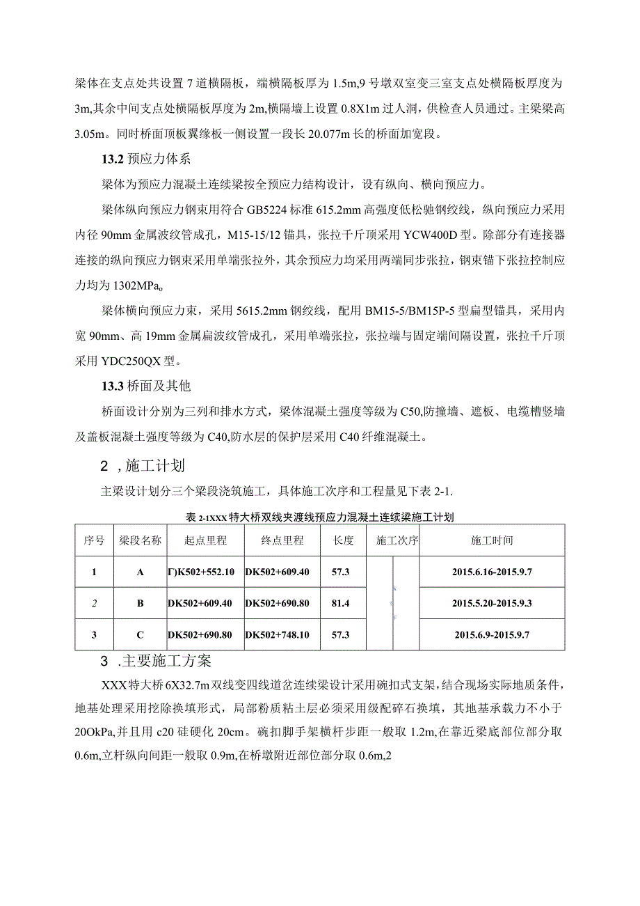 高速铁路桥梁双线变四线道岔连续梁施工方案修改.docx_第3页