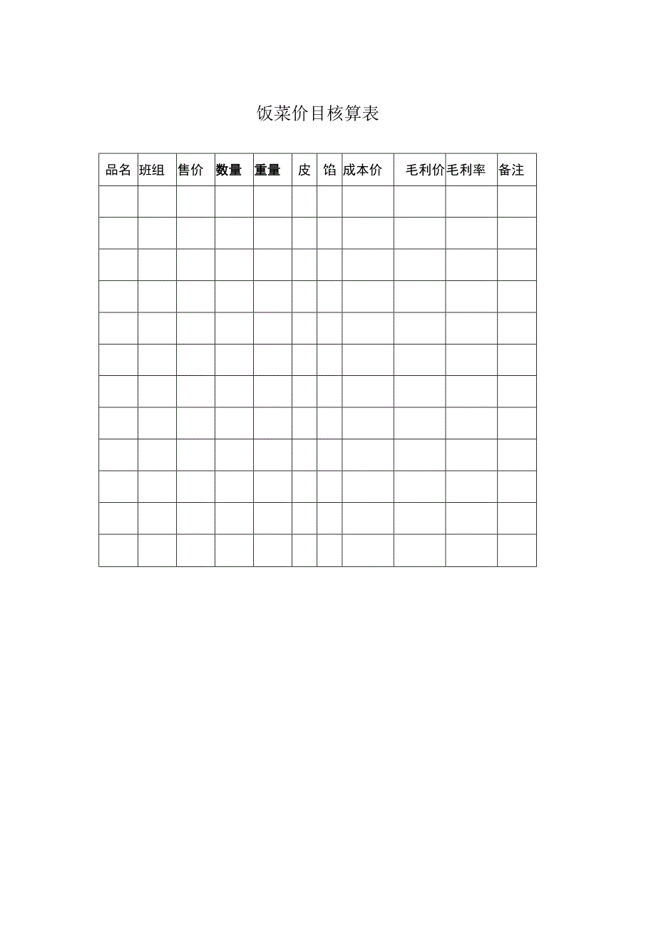 饭菜价目核算表.docx_第1页