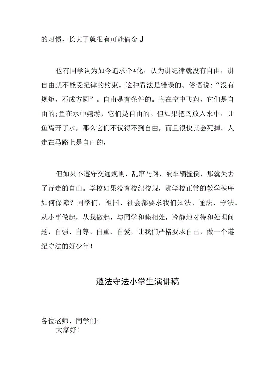 遵法守法小学生演讲稿遵纪守法从我做起.docx_第2页