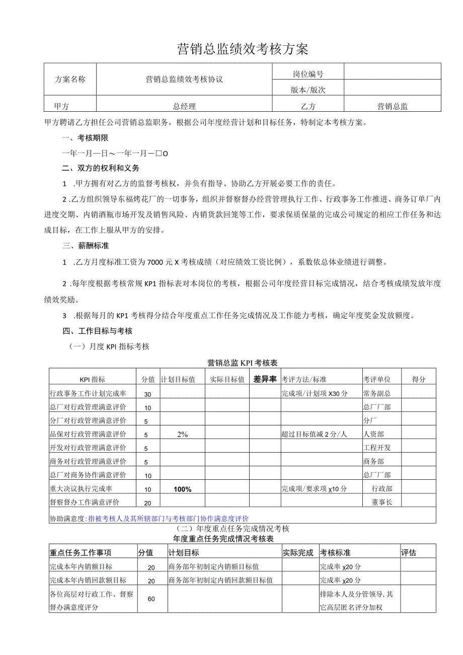 营销总监绩效考核方案.docx_第1页