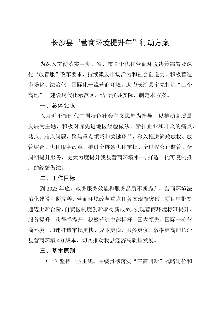 长沙县营商环境提升年行动方案.docx_第1页