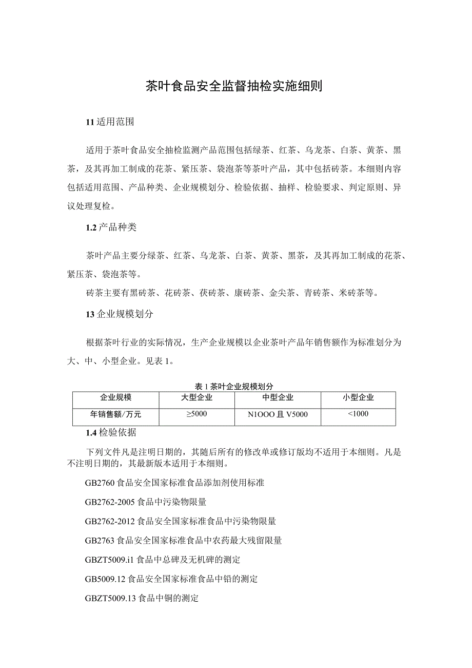 茶叶食品安全监督抽检实施细则.docx_第1页